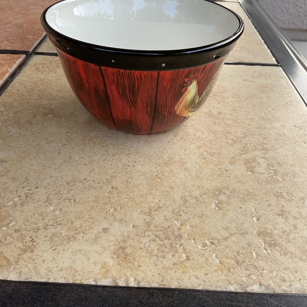 Vintage Pier 1 Rooster Inn Cereal, Soup, Snack Bowl, Red, Black, Farmhouse - Picture 6 of 6